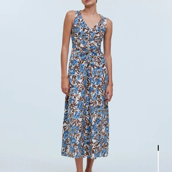 Madewell NWT Sleeveless V-Neck Midi Dress in Floral - Size 4 - Picture 1 of 12